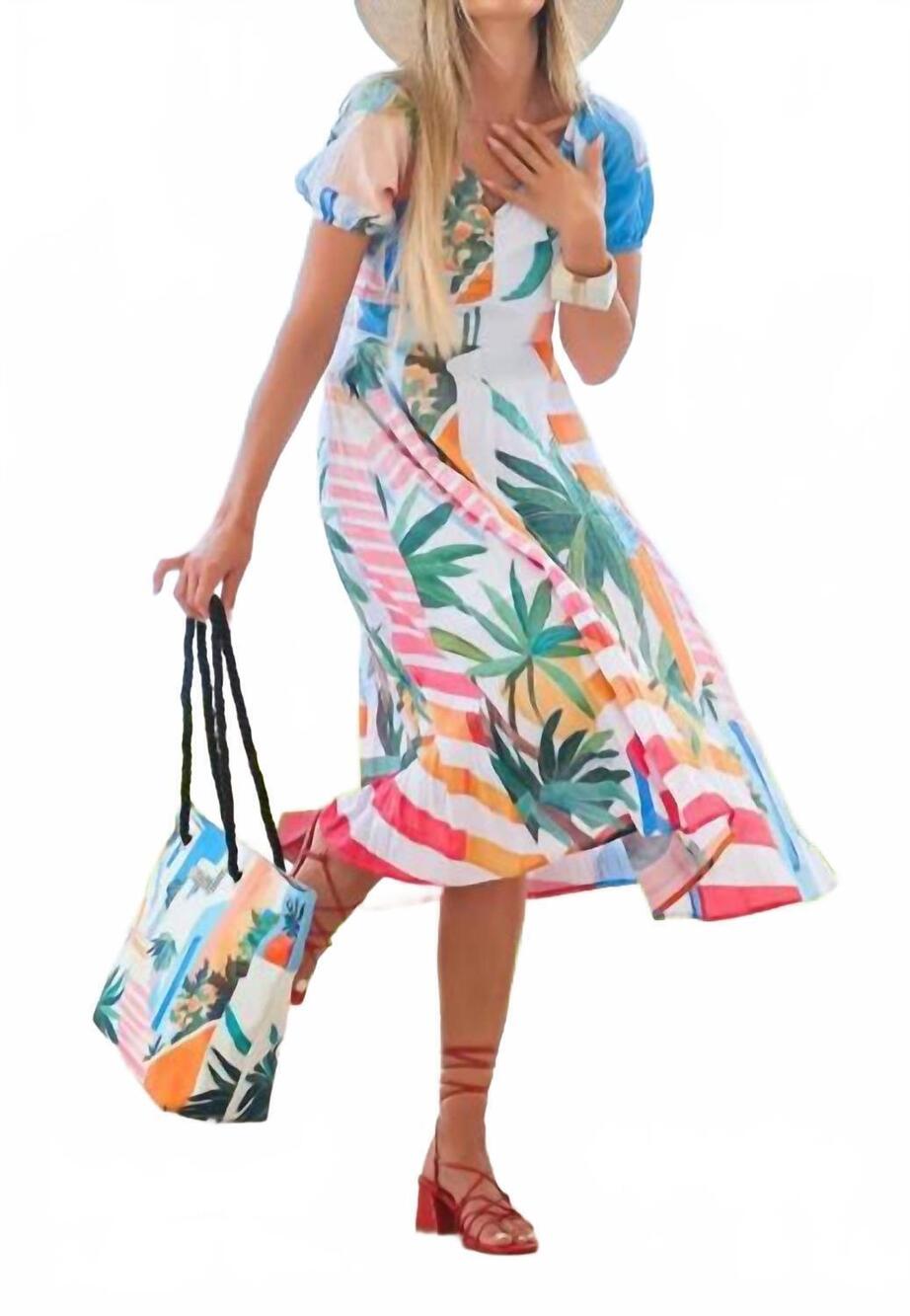 NEW DOLCEZZA pots on the stairs crinkle dress in multicolour